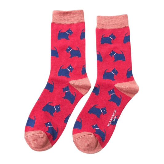 Westie Dog Hot Pink Ladies Novelty Ankle Socks Adult One Size image 0