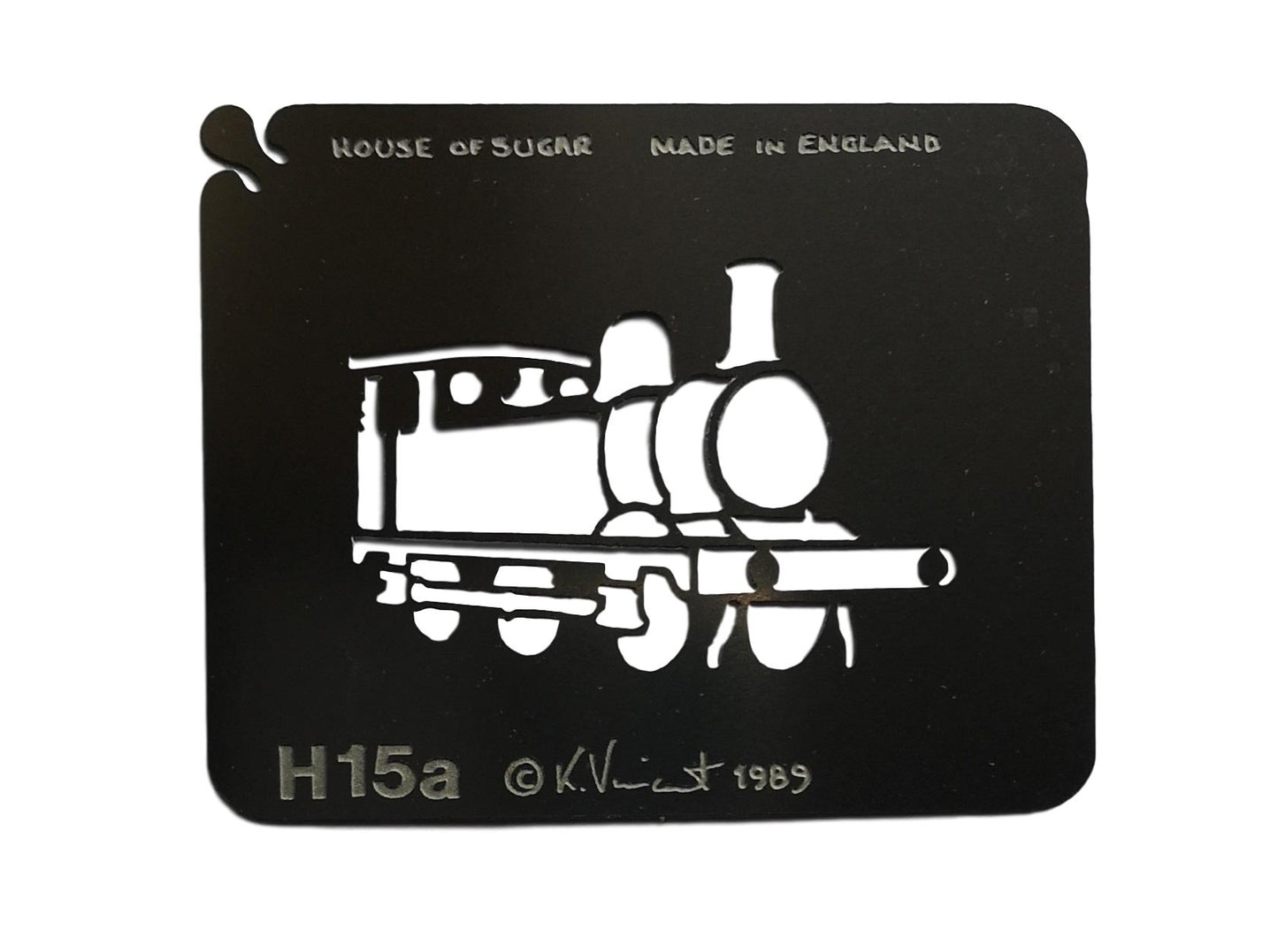 Stainless steel H15a Small Steam Train Engine cake decorating / card making stencil image 0
