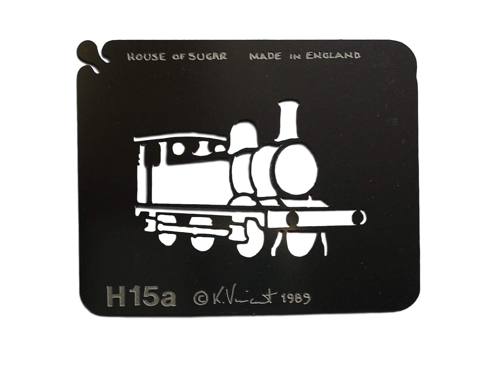 Stainless steel H15a Small Steam Train Engine cake decorating / card making stencil image 0