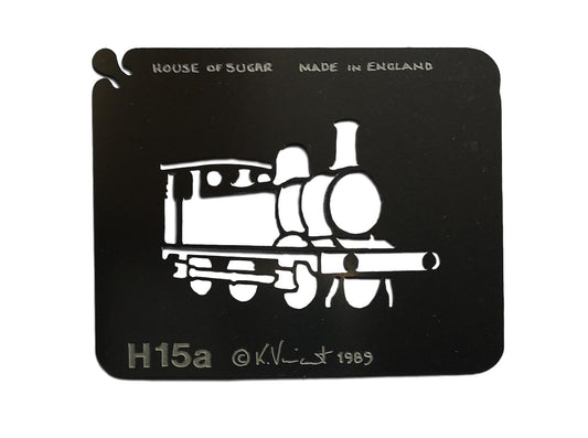Stainless steel H15a Small Steam Train Engine cake decorating / card making stencil image 0