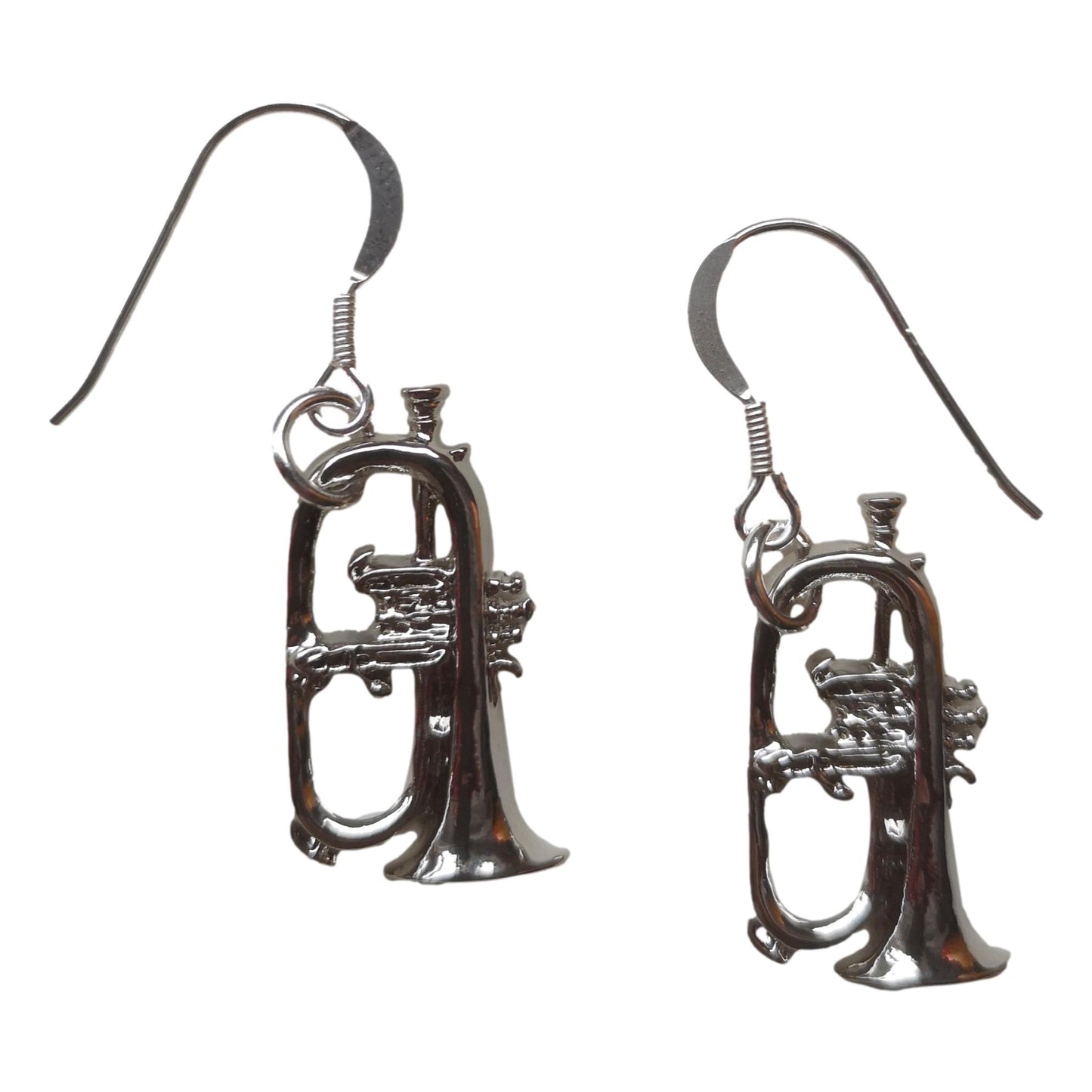 Flugel Horn silver-plated drop hook earrings image 0