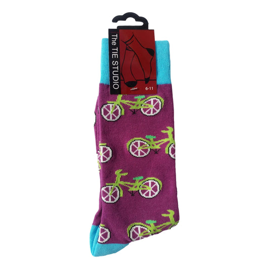Cycles on purple Unisex Novelty Ankle Socks Adult Size 6-11 image 0