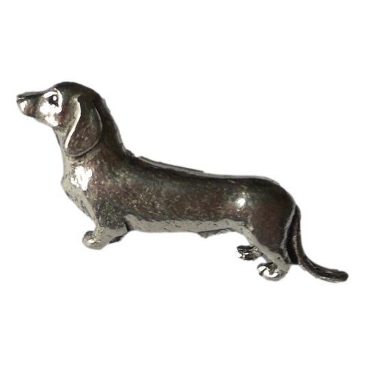 Dachshund Sausage Dog polished pewter metal lapel pin image 0