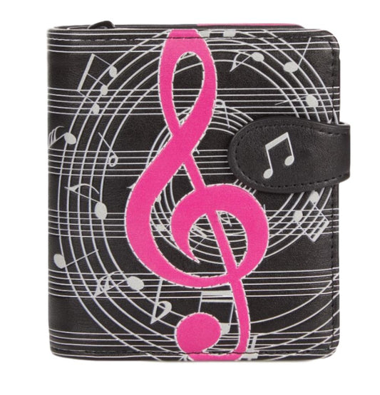 Pink Treble Clef on Music Leatherette Young Ladies Zipper Small Purse image 0