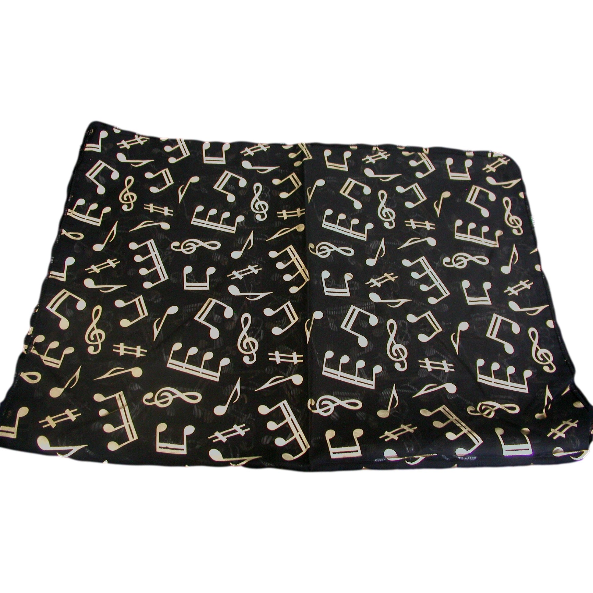 Treble Clef & Music Notes gold/silver reversible black scarf image 1