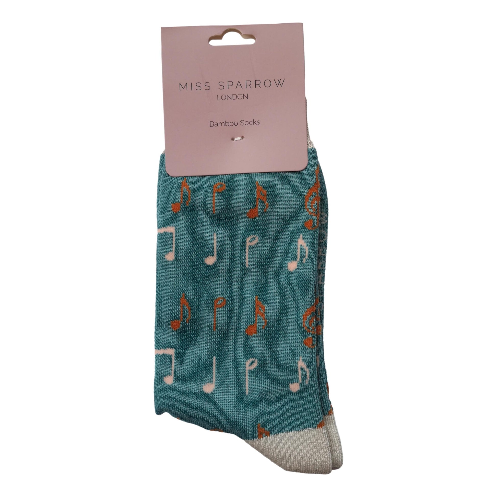 Music Notes Teal Womens Novelty Ankle Socks Adult One Size image 0