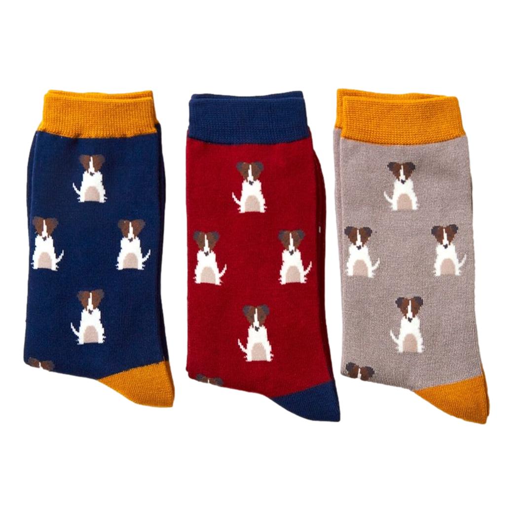 Sitting Jack Russell Dog navy Mens Novelty Ankle Socks Adult One Size image 1