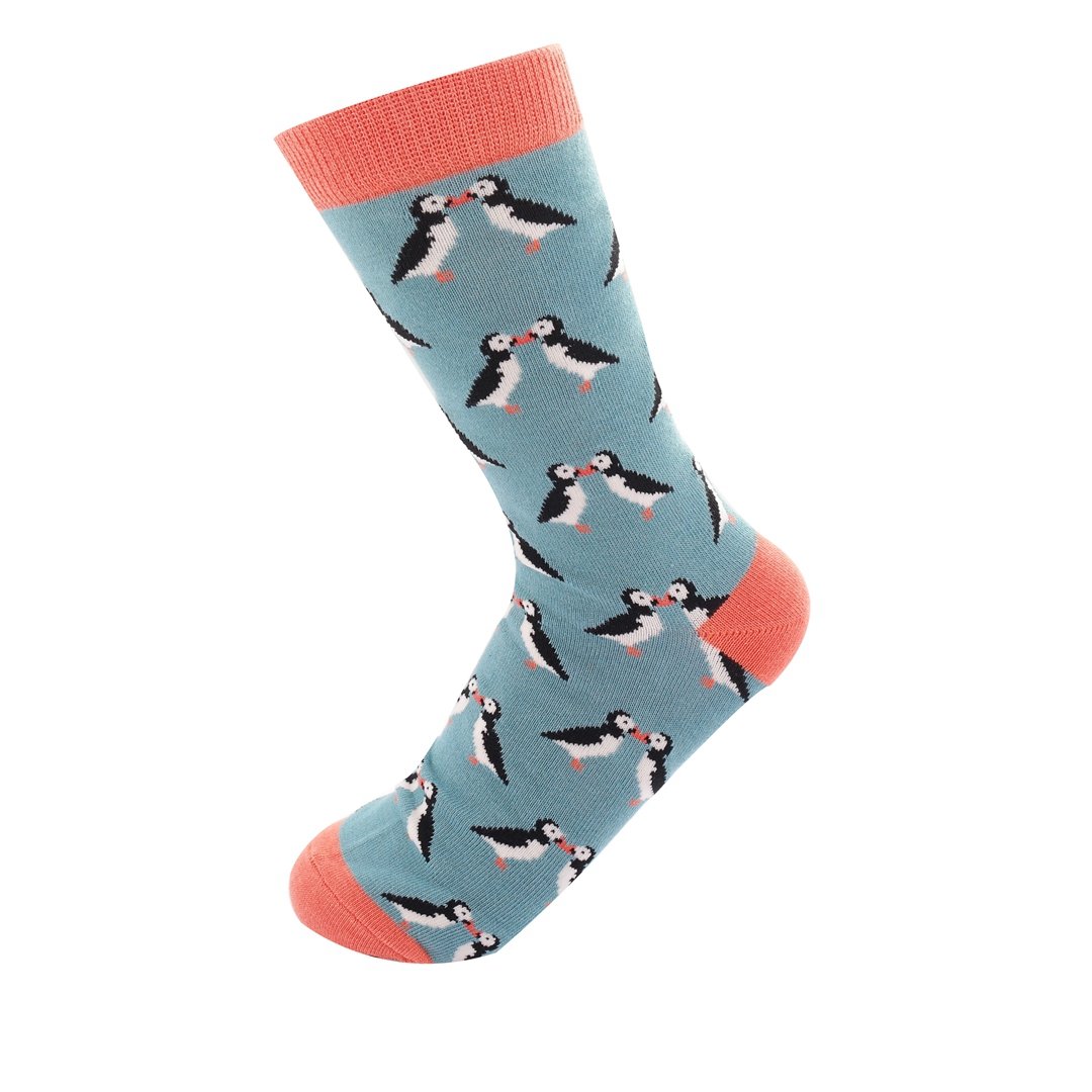 Kissing Puffins on Duck Egg Womens Novelty Ankle Socks Adult One Size image 2
