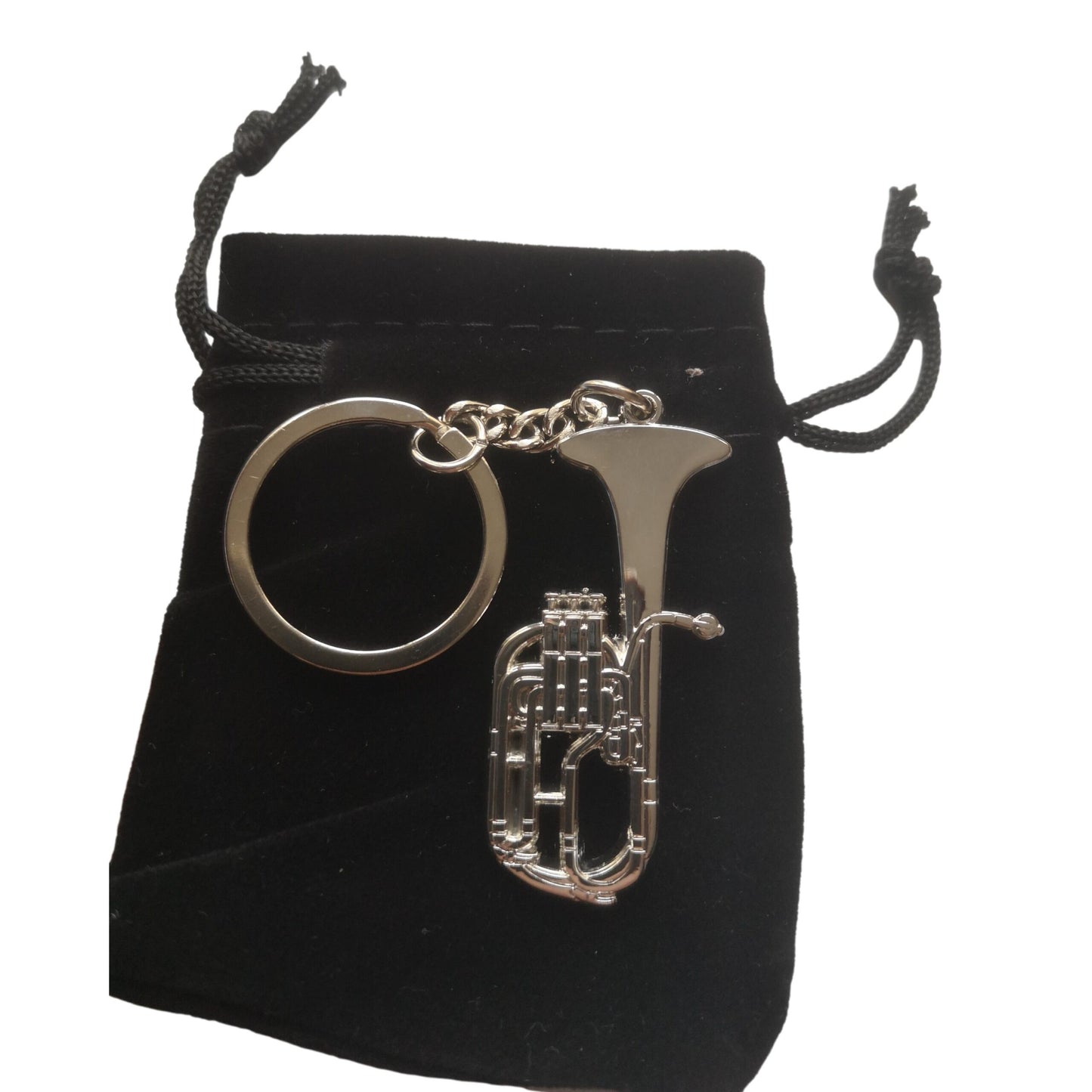 Tenor Horn polished silver-plated keyring image 1