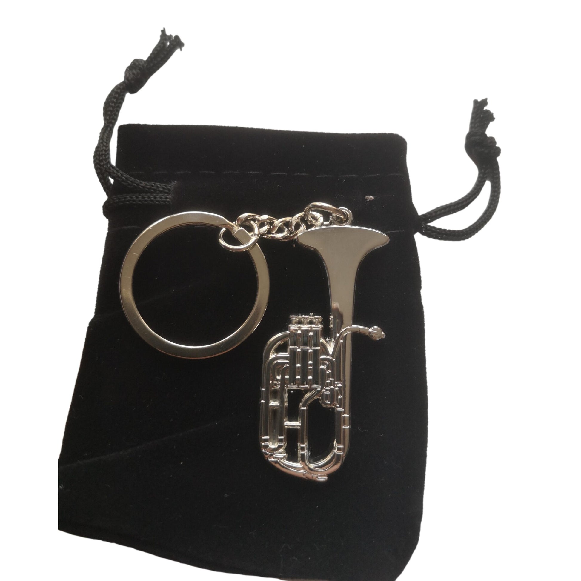 Tenor Horn polished silver-plated keyring image 1