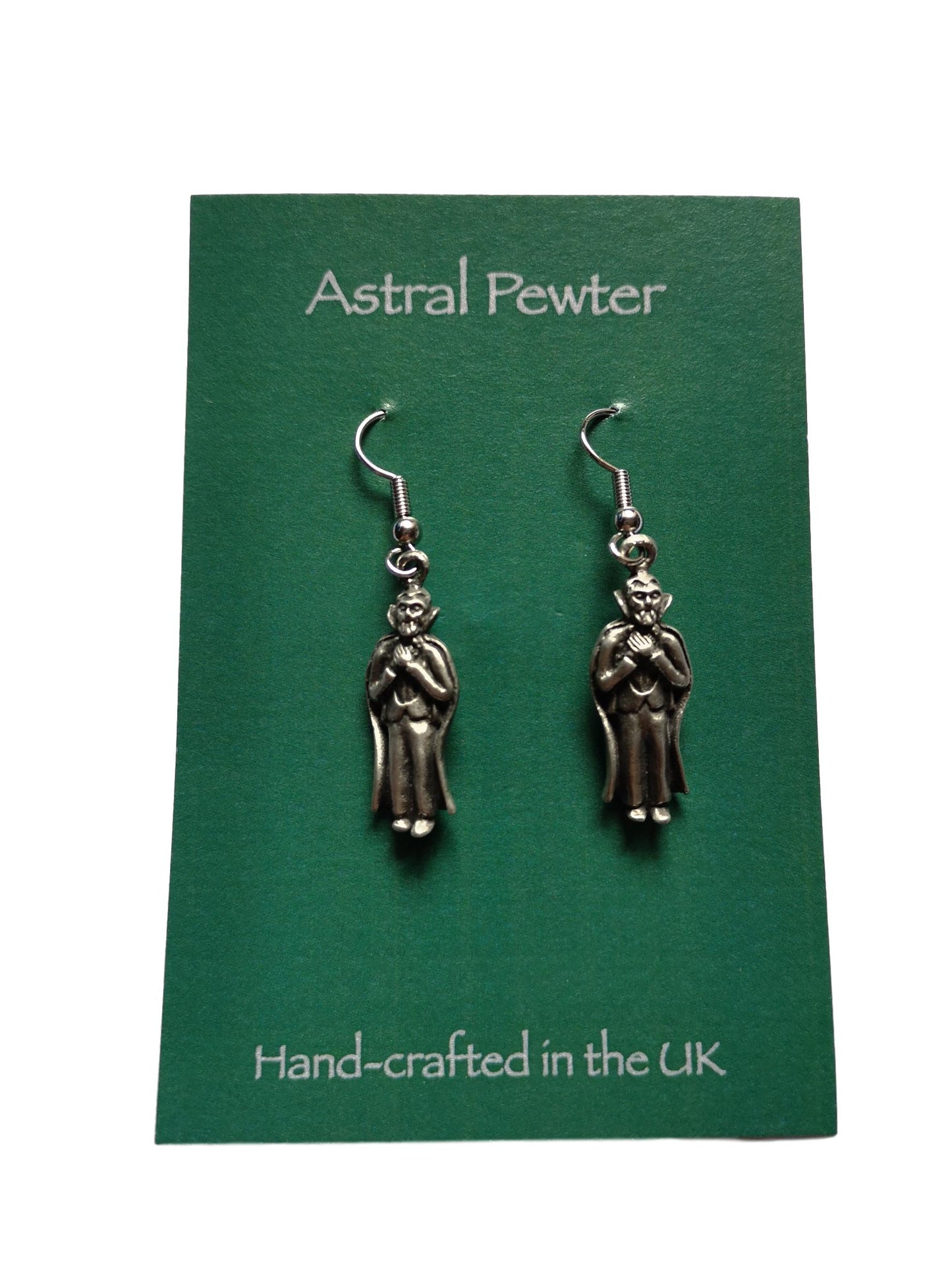 Dracula Vampire pewter metal drop earrings image 1