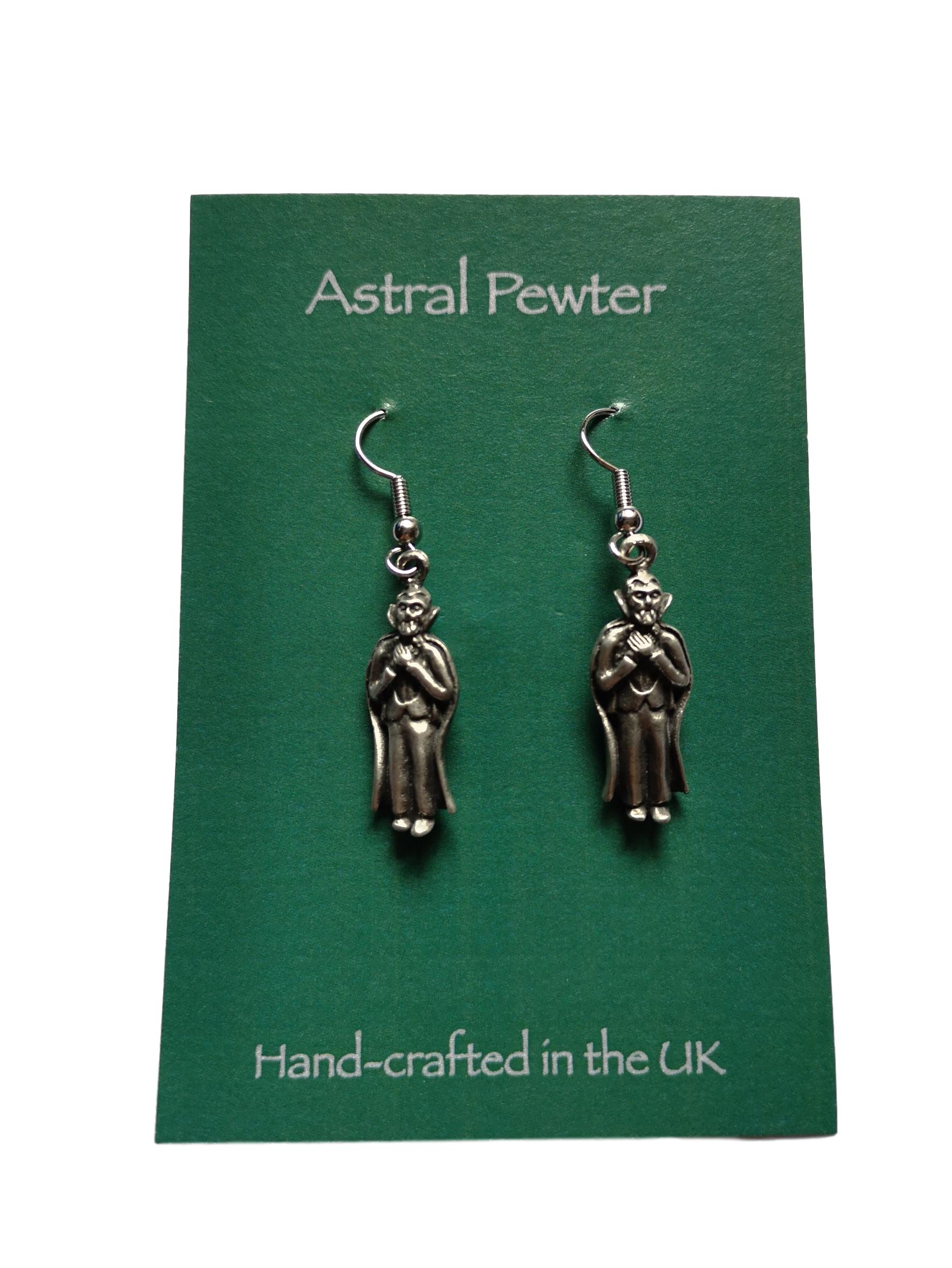 Dracula Vampire pewter metal drop earrings image 1