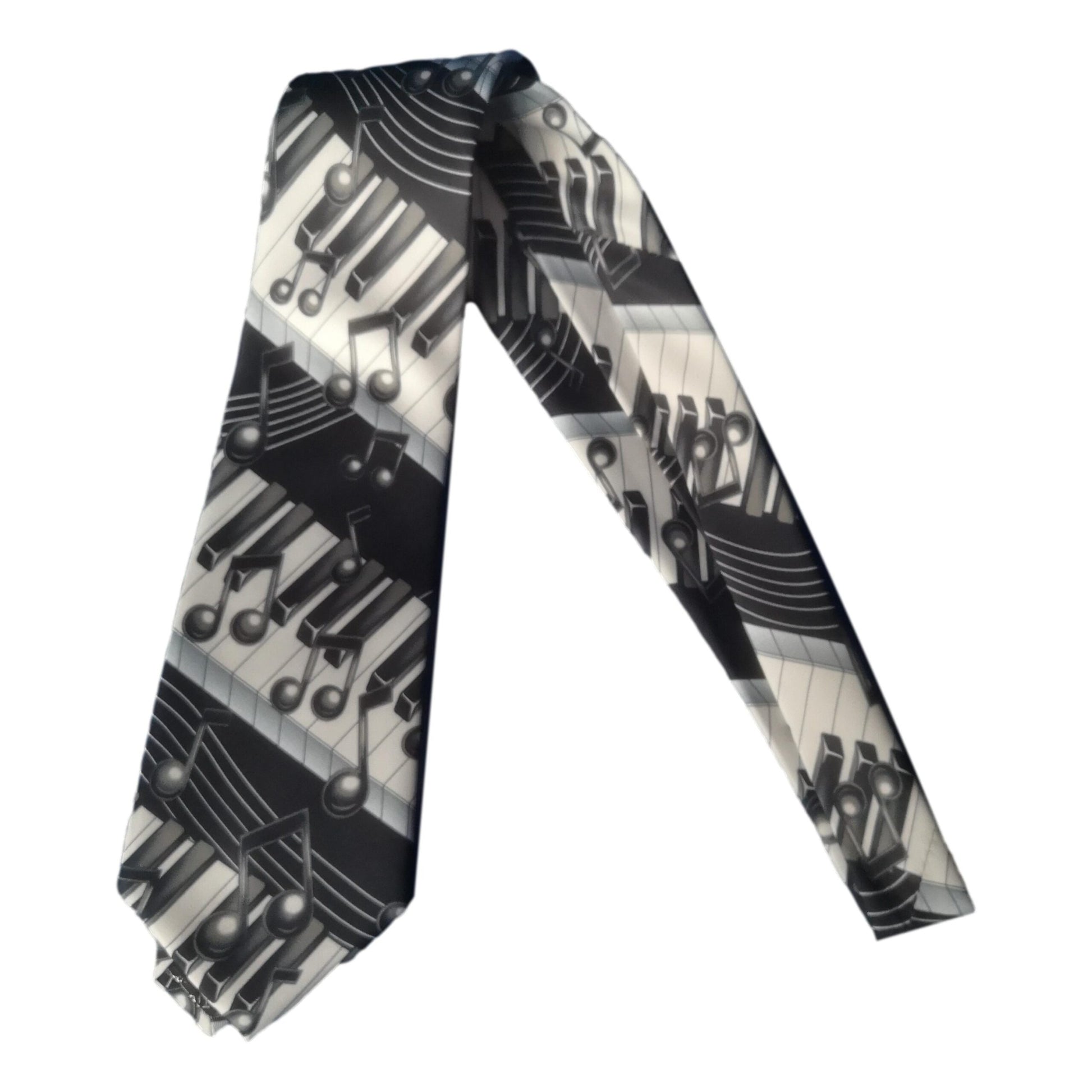 Music Notes on Piano Keyboard steps 100% Polyester Classic Tie Musician Teacher Gift image 0
