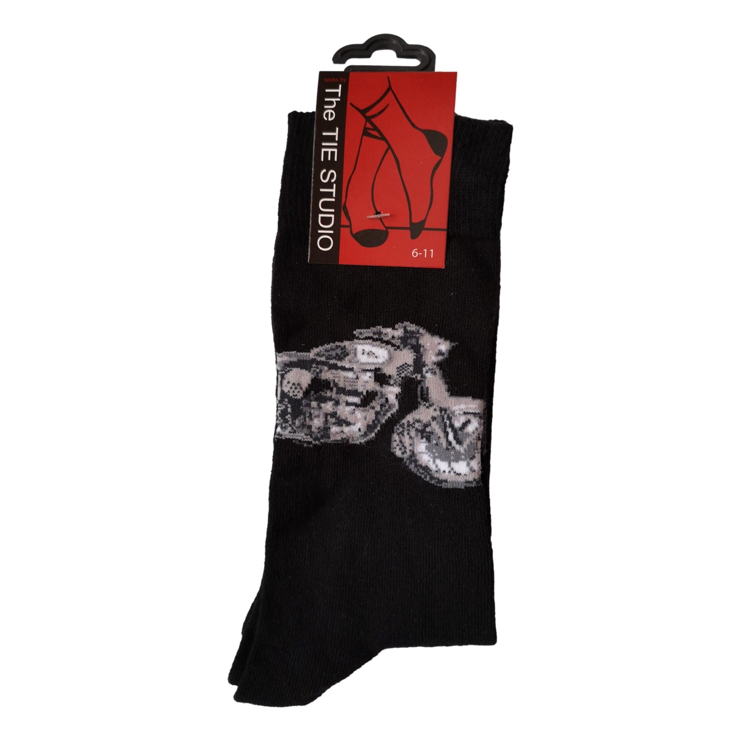 Traditional Classic Motorbike on Black Unisex Novelty Ankle Socks Size 6-11 image 0