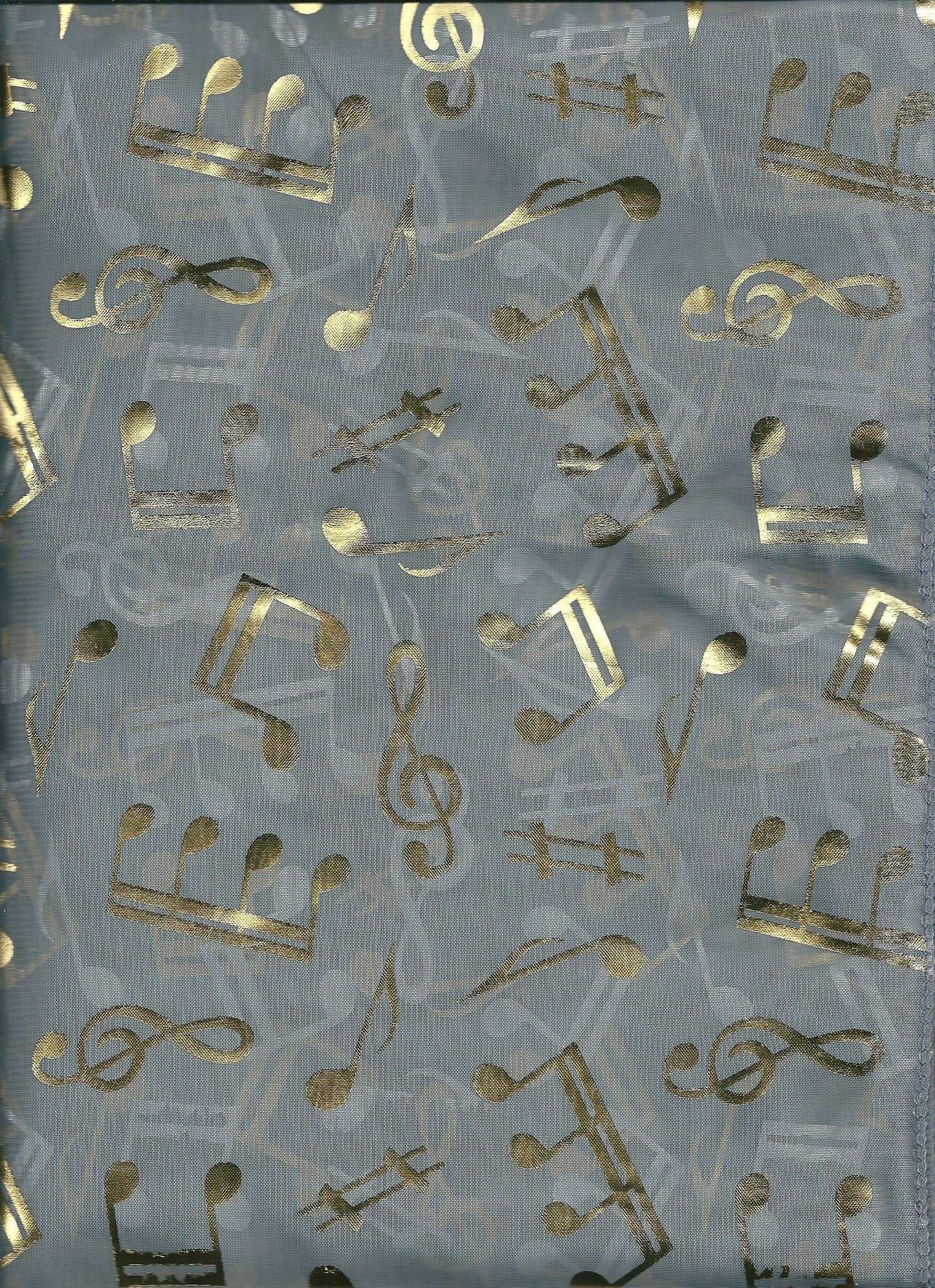 Treble Clef & Music Notes gold/silver reversible grey scarf image 1