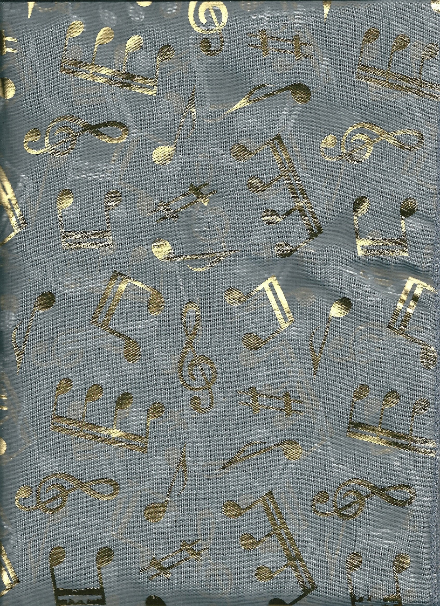 Treble Clef & Music Notes gold/silver reversible grey scarf image 1