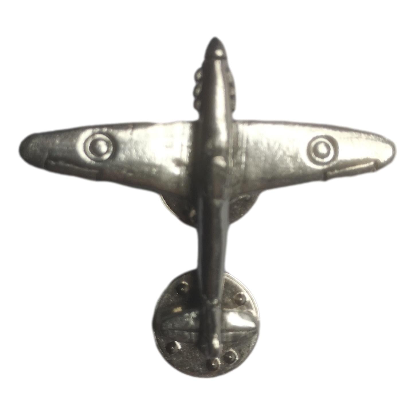 Hurricane Fighter Plane polished pewter metal lapel pin badge image 1