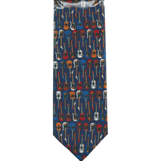 Electric / Acoustic Guitars All Over Repeat 100% Silk Classic Tie image 0