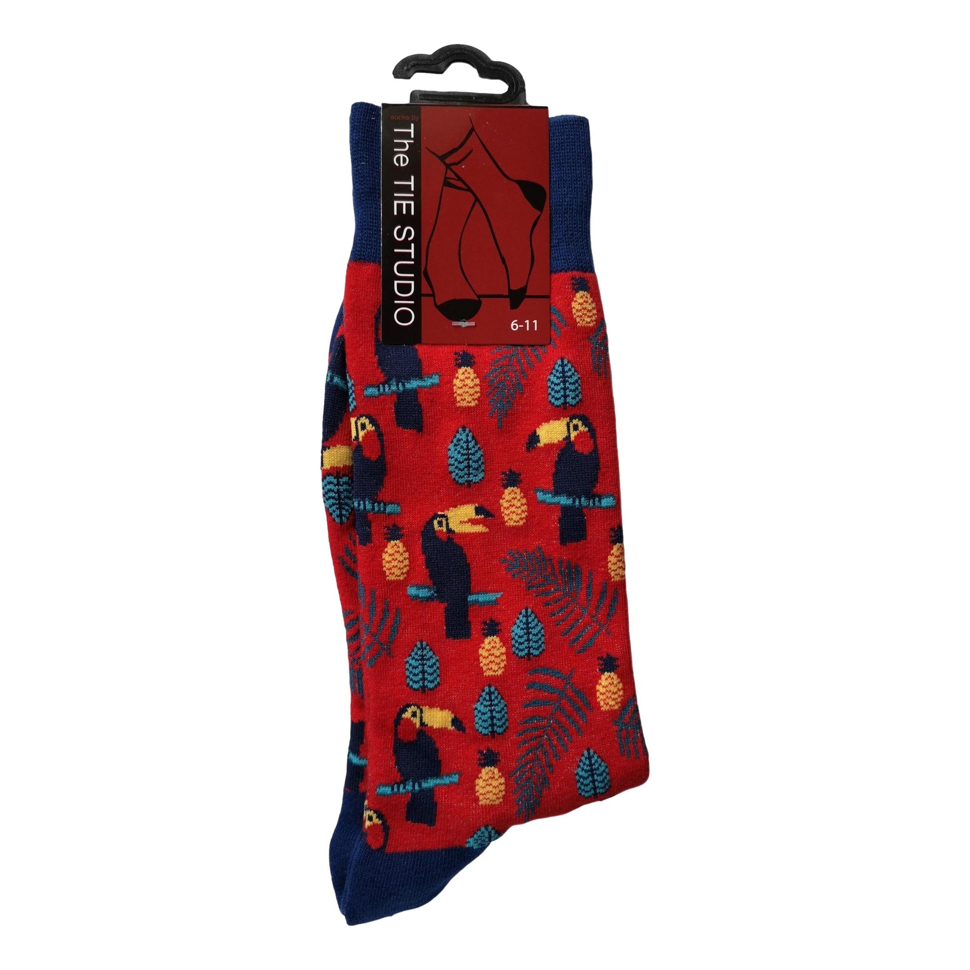 Toucans on Red Unisex Novelty Ankle Socks Adult Size 6-11 image 0
