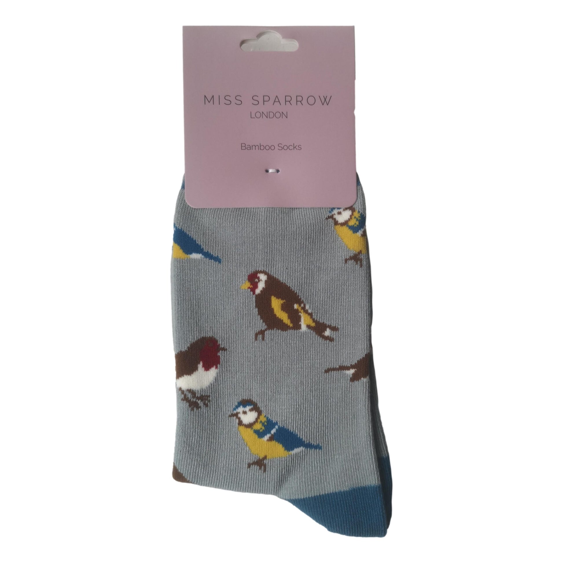 Garden Birds on Aqua Womens Novelty Ankle Socks Adult One Size image 2