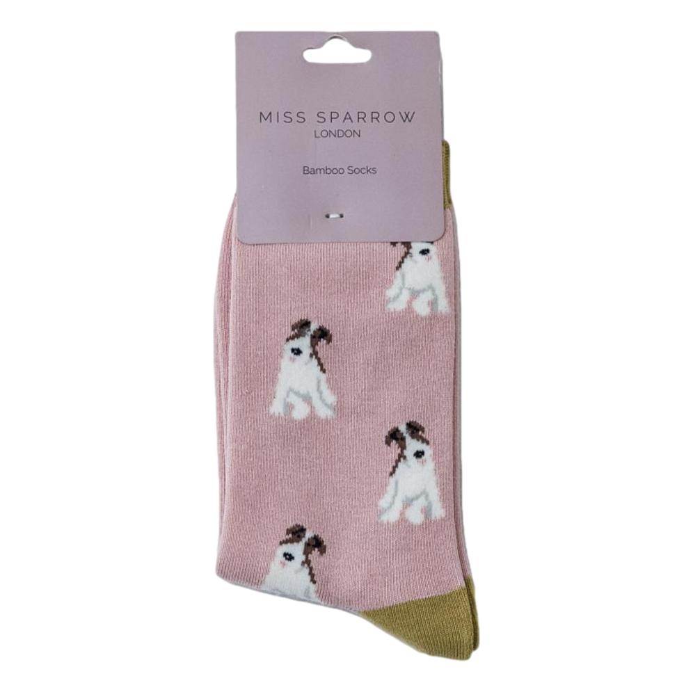 Fox Terriers Dusky Pink Womens Novelty Ankle Socks Adult One Size image 0