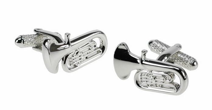 Tuba silver-plated torpedo cufflinks in padded gift box image 0