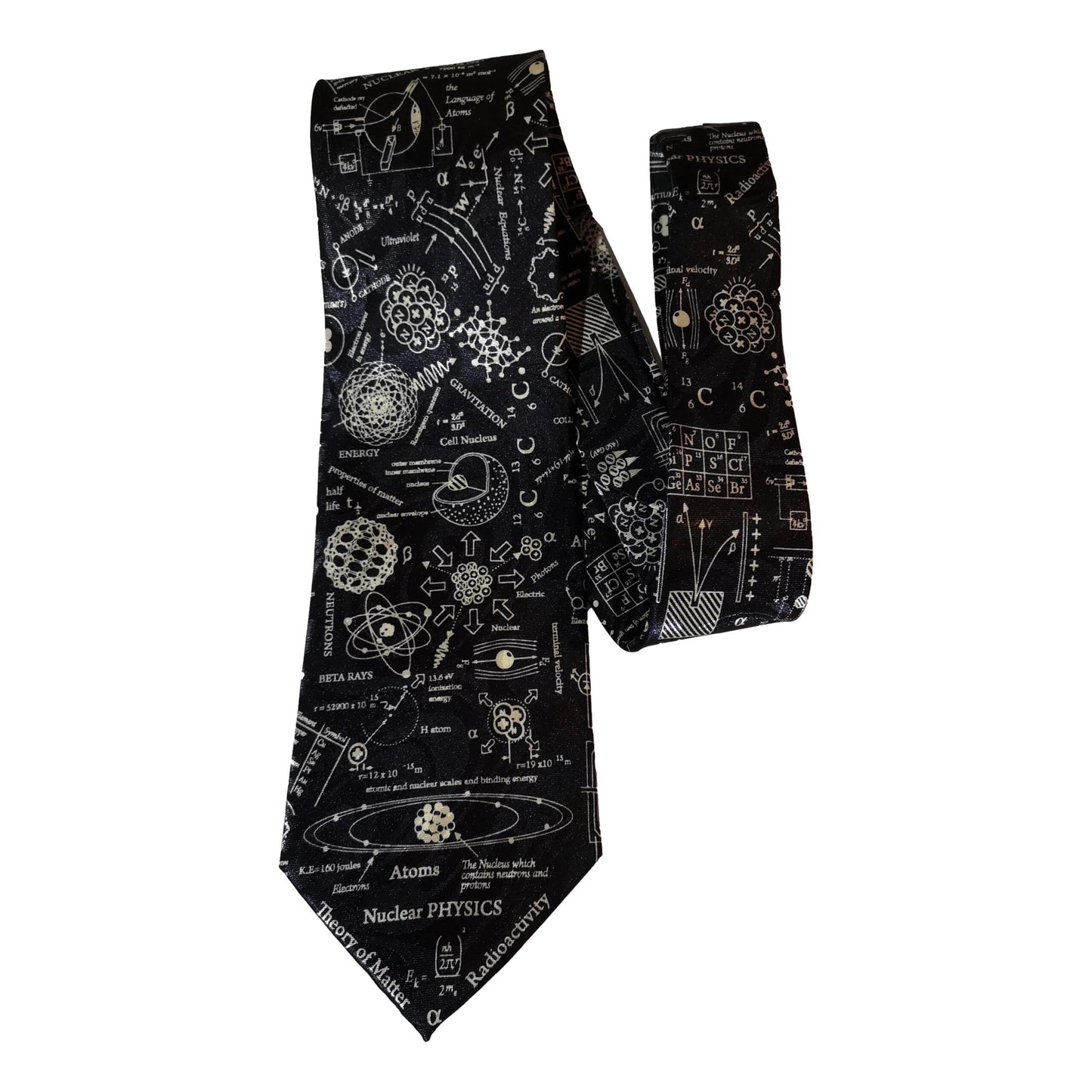 Nuclear Physics Scientist Teacher Student Polyester Tie sleeved with hook-Black image 0