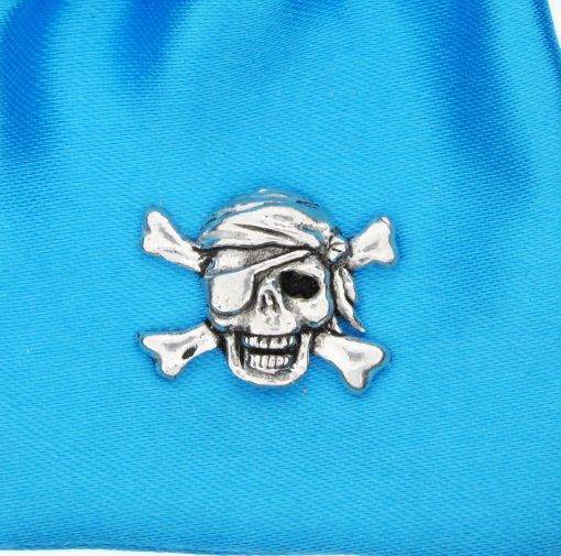 Skull and Crossbones polished pewter metal lapel pin badge image 2