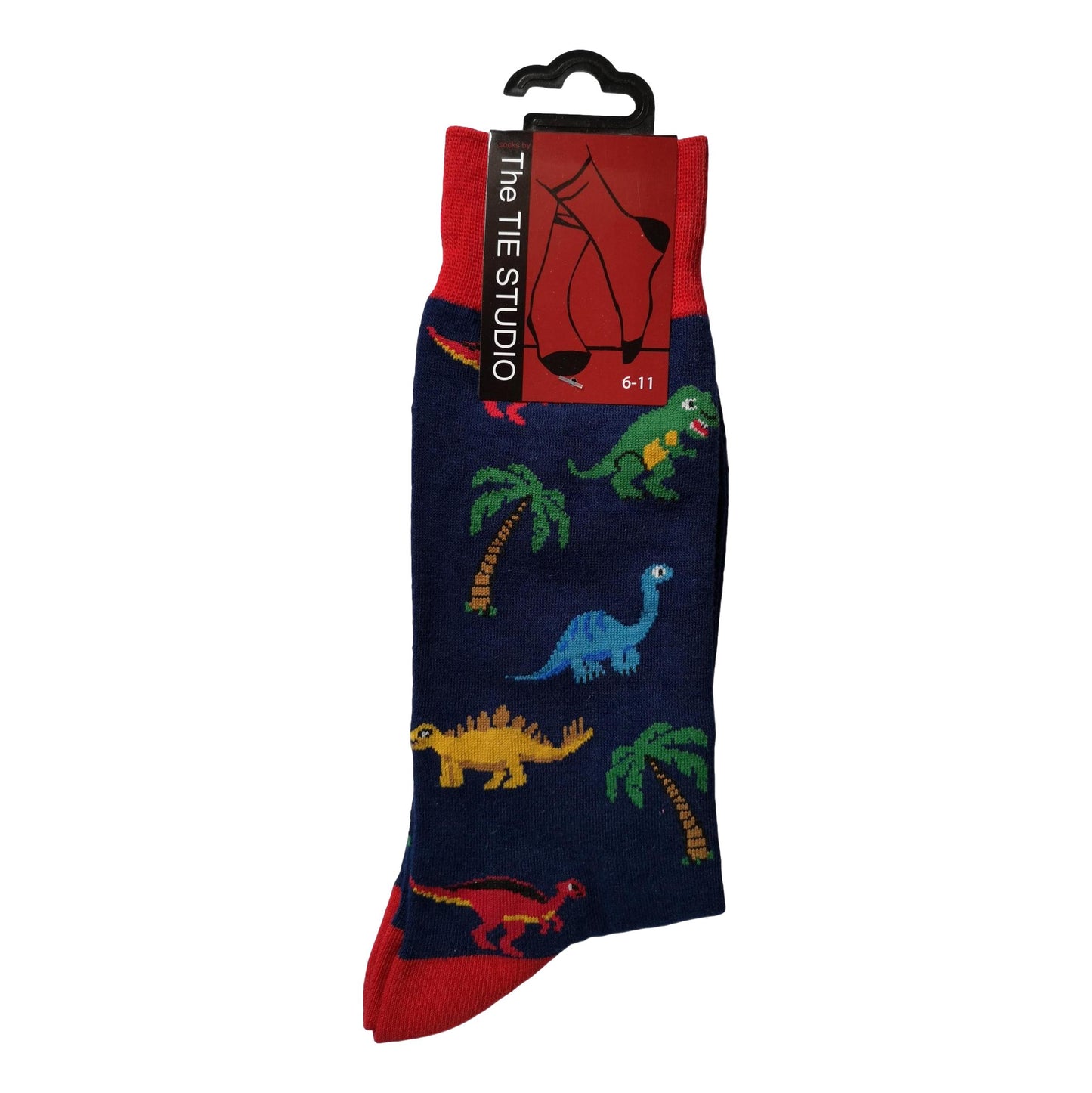 Dinosaurs on Navy Blue Unisex Novelty Ankle Socks Adult Size 6-11 image 0