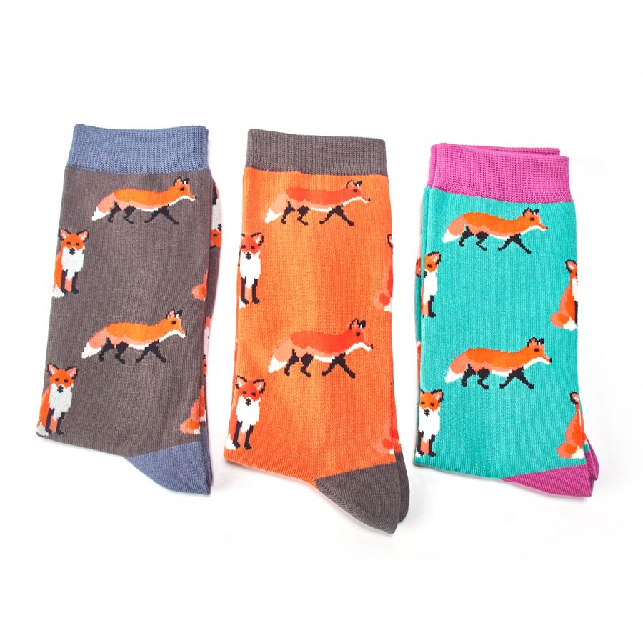 Foxes Rust Grey Mens Novelty Ankle Socks Adult One Size image 1