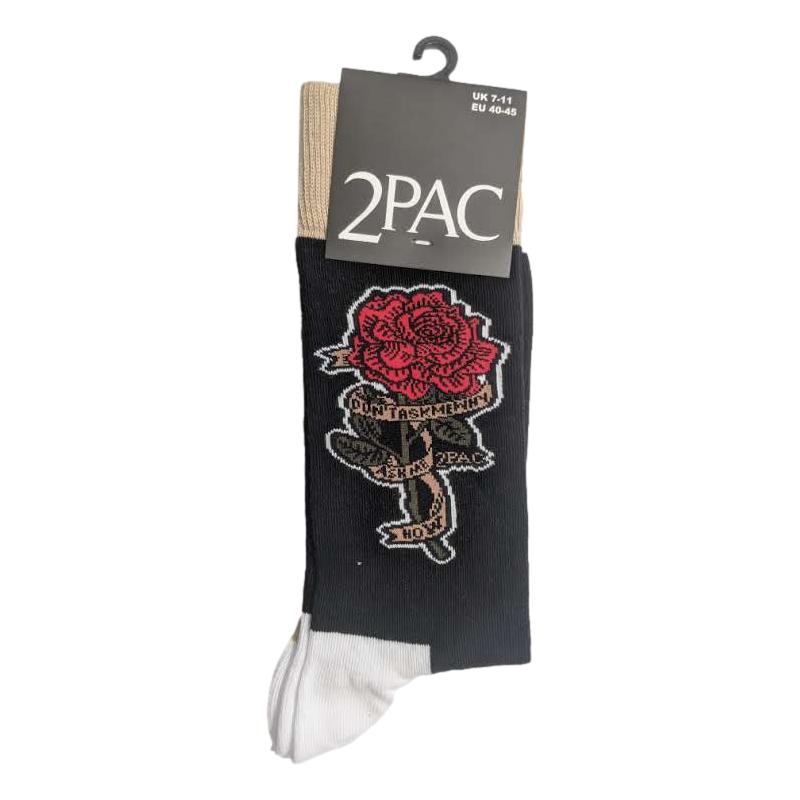 Tupac Ankle Socks Rose Logo Official Mens Black image 1