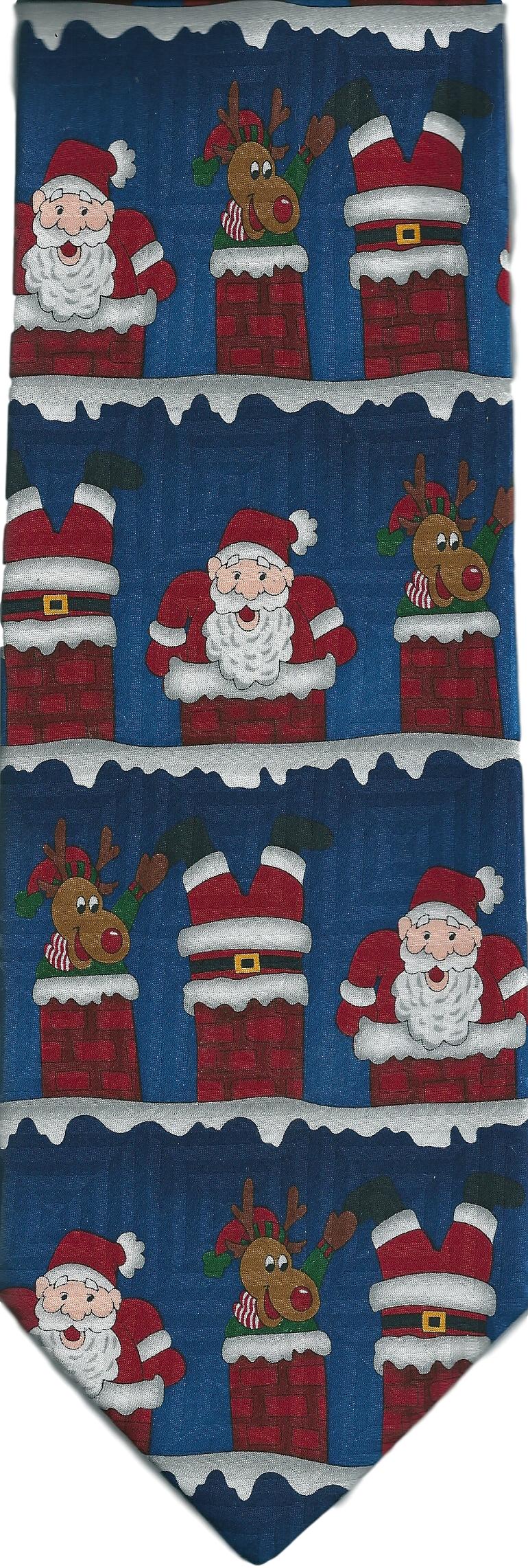 Father Christmas Santa Rudolf Chimney Roof Sleeved 100% Silk Classic Tie image 0