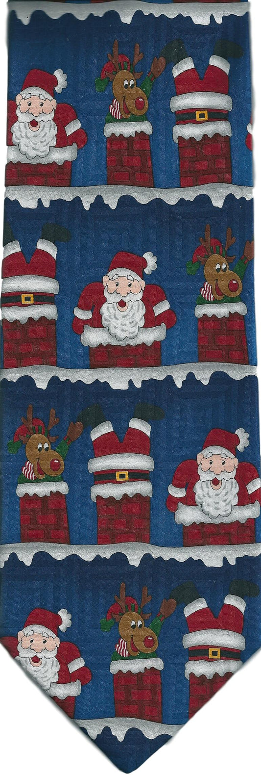Father Christmas Santa Rudolf Chimney Roof Sleeved 100% Silk Classic Tie image 0