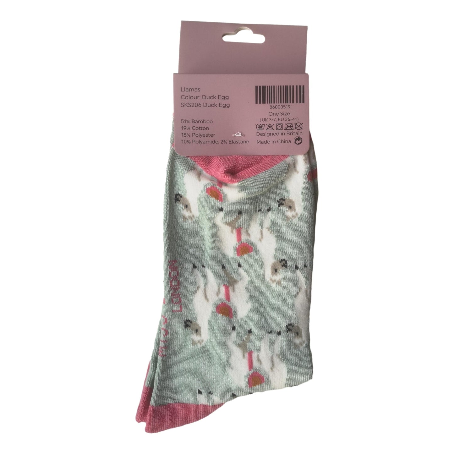 Llamas on Duck Egg Womens Novelty Ankle Socks Adult One Size image 2