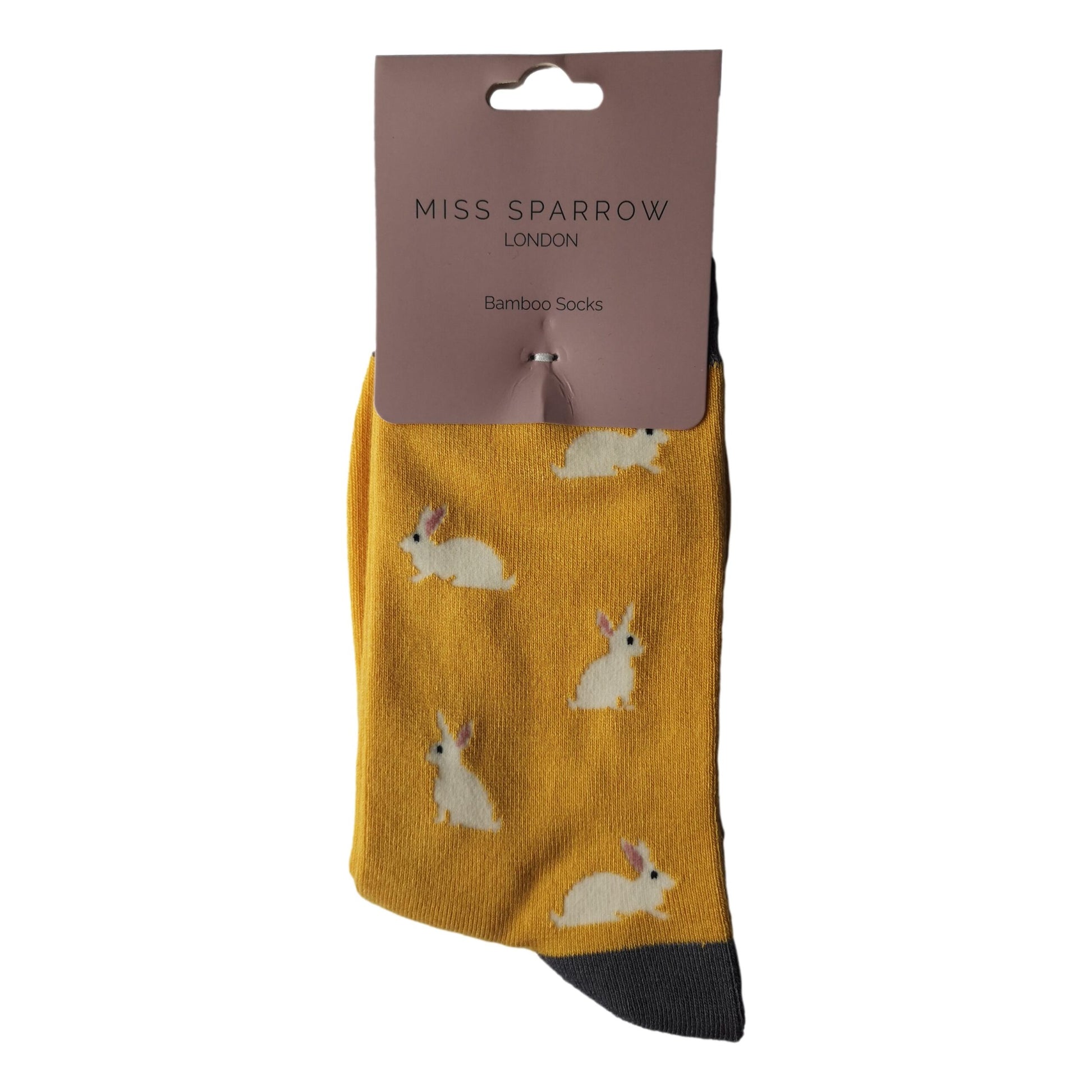 Rabbits on Yellow Ladies Novelty Ankle Socks Adult One Size image 1