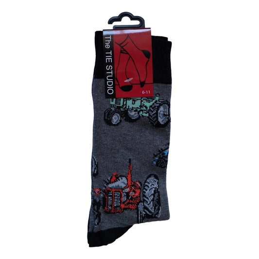 Vintage Farm Tractors Unisex Novelty Grey Ankle Socks Adult Size 6-11 image 0