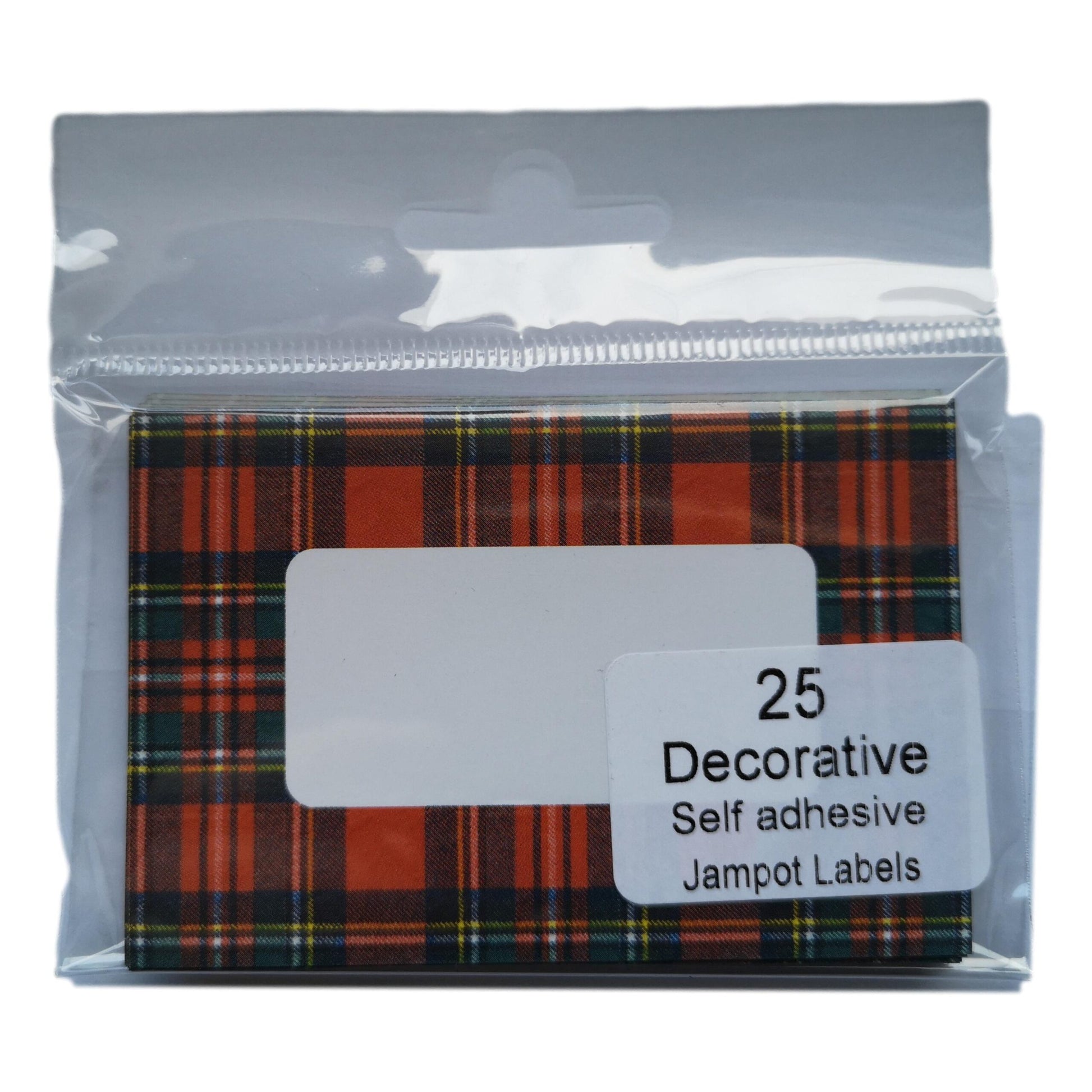 25 Tartan Decorative Self-Adhesive Jam Pot Labels image 0