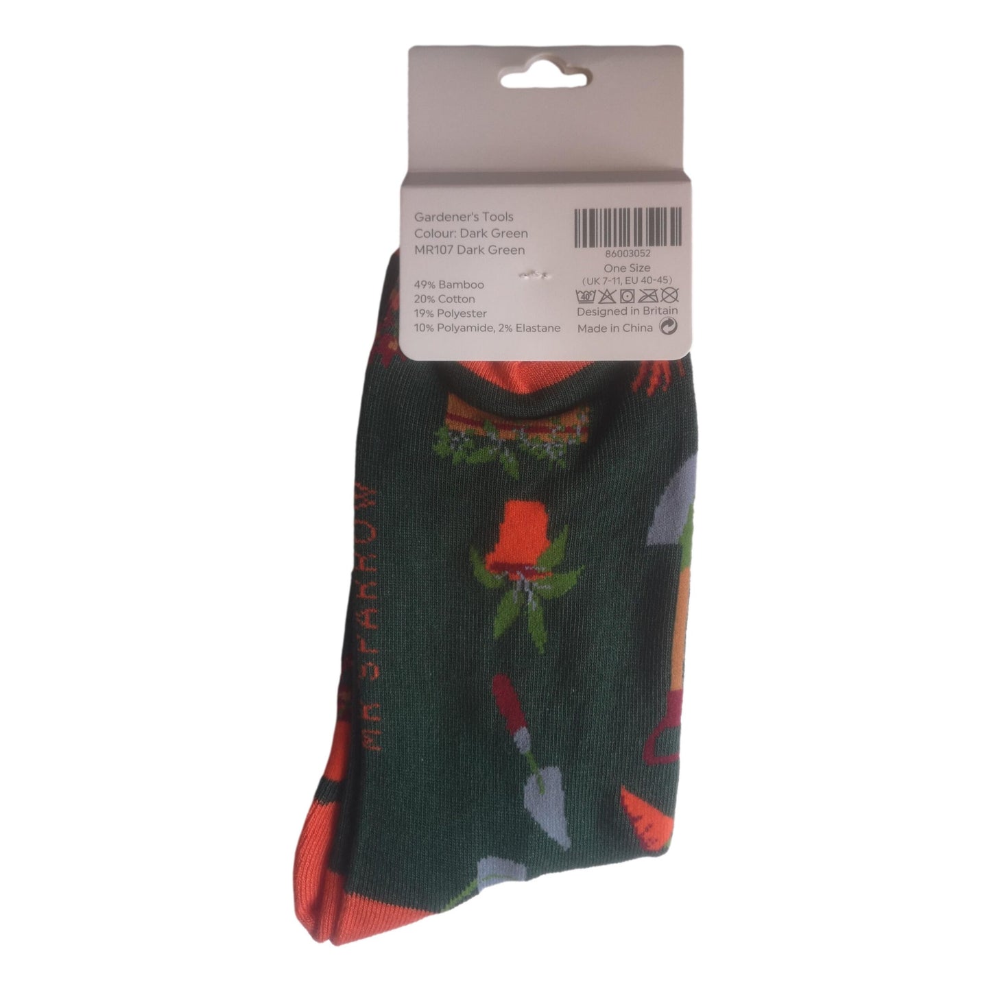 Gardener's Tools on Dark Green Mens Novelty Ankle Socks Adult One Size image 1