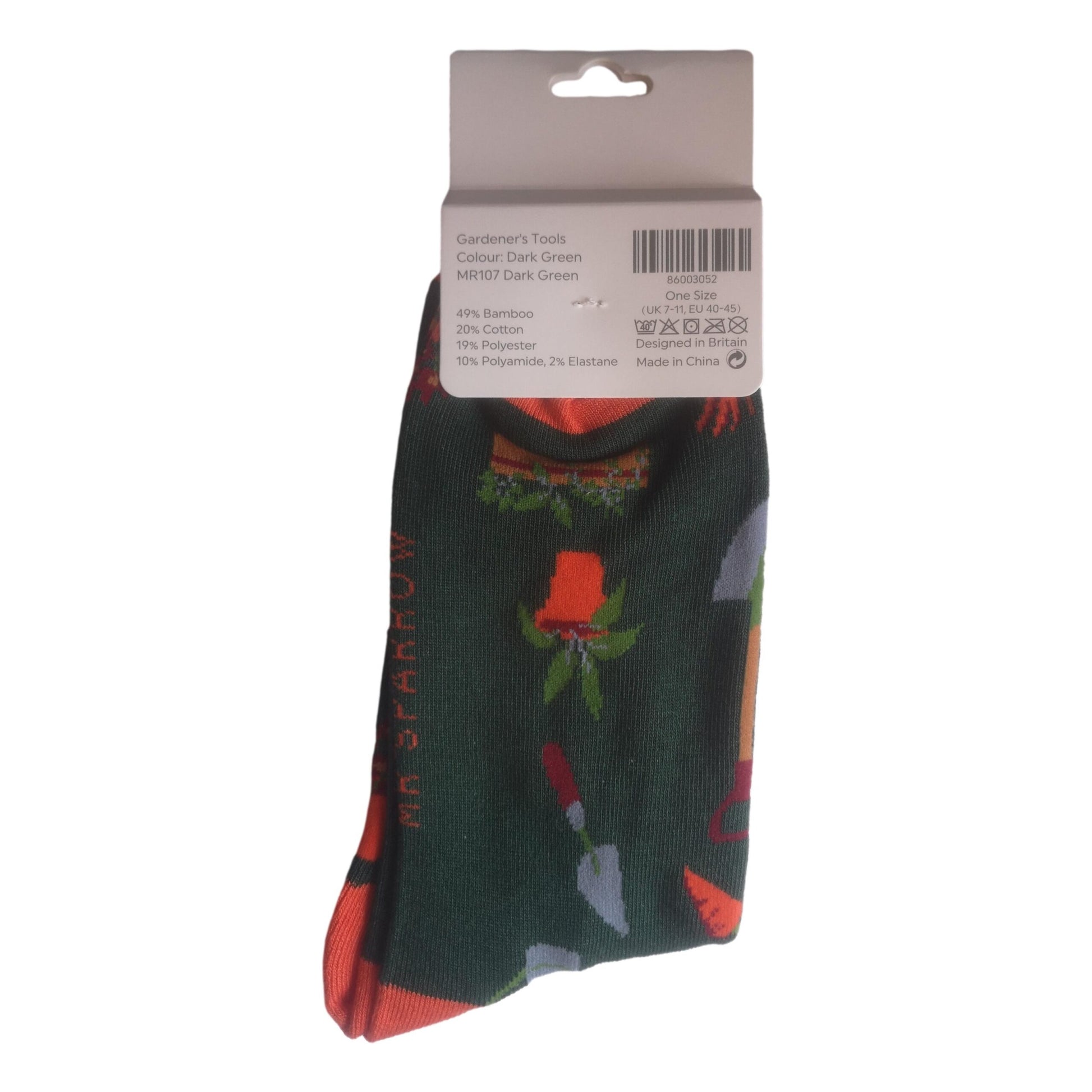 Gardener's Tools on Dark Green Mens Novelty Ankle Socks Adult One Size image 1