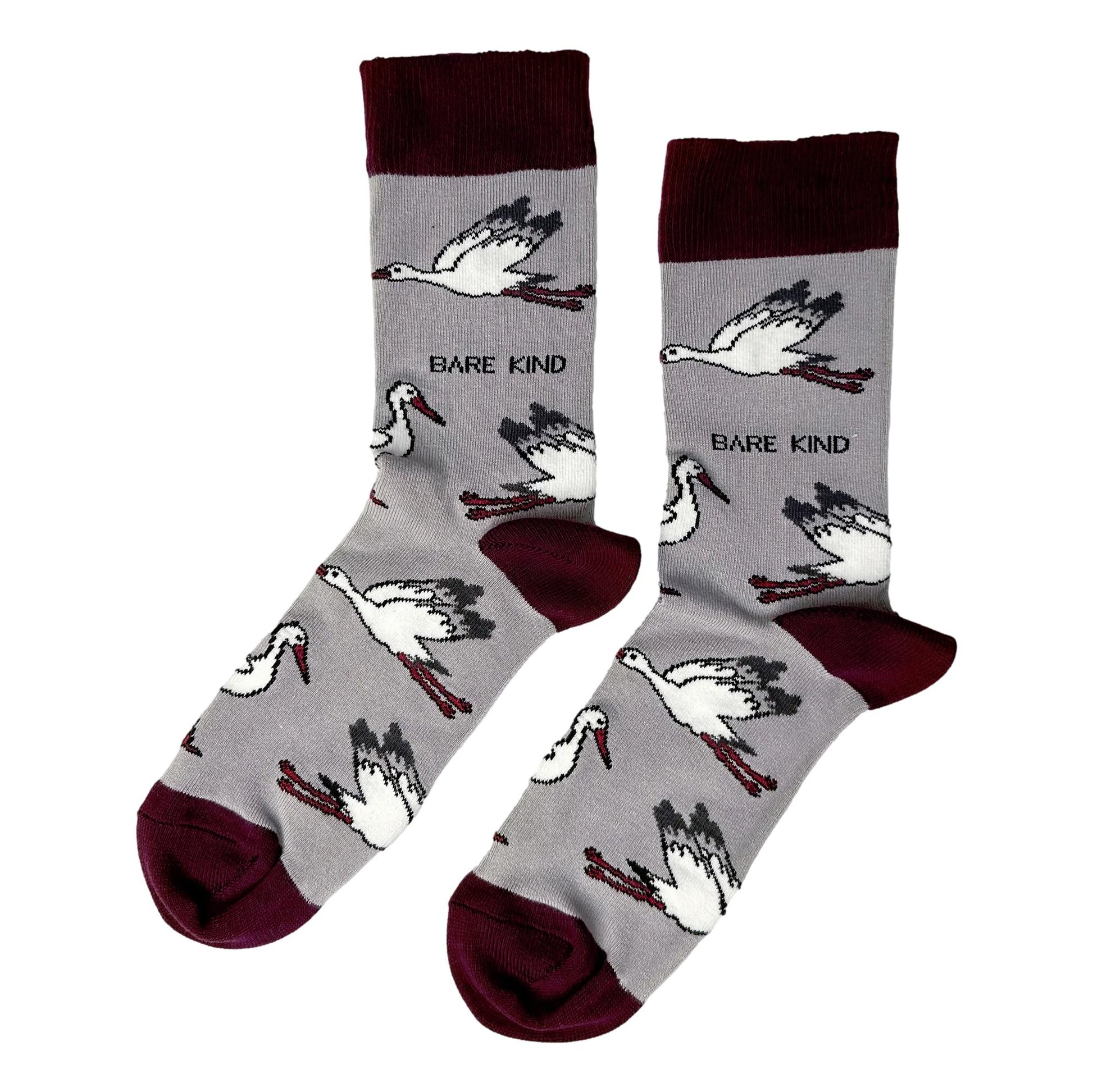 Save The Storks Pale Grey Unisex Novelty Ankle Socks Adult UK Size 4-7 image 0