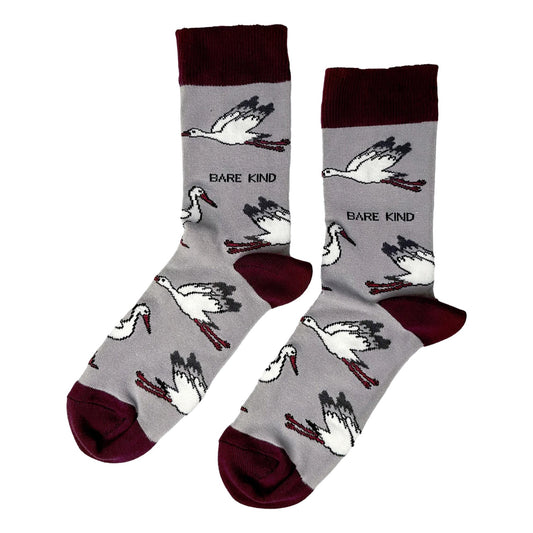 Save The Storks Pale Grey Unisex Novelty Ankle Socks Adult UK Size 4-7 image 0