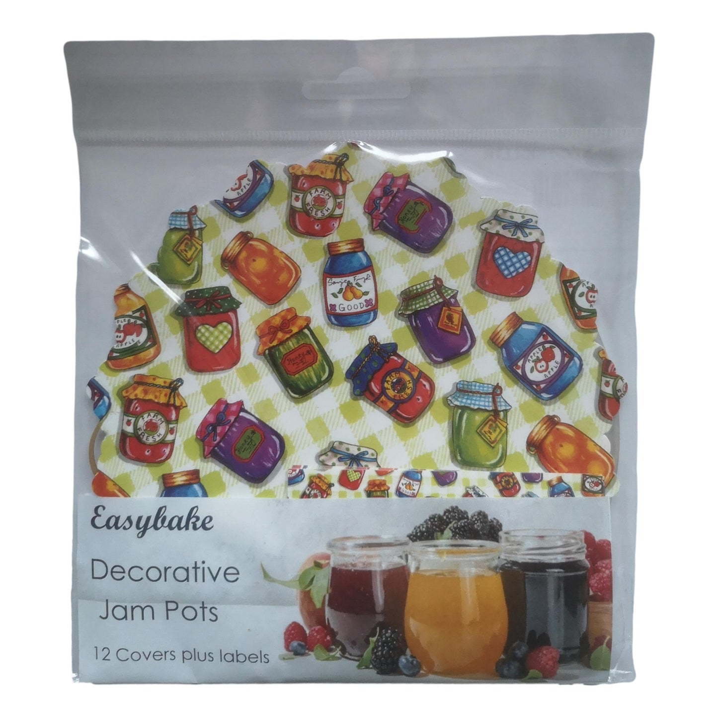 12 Preserve Jars Jam Pot Covers, Wax Discs, Rubber Bands and Self-Adhesive Labels image 0