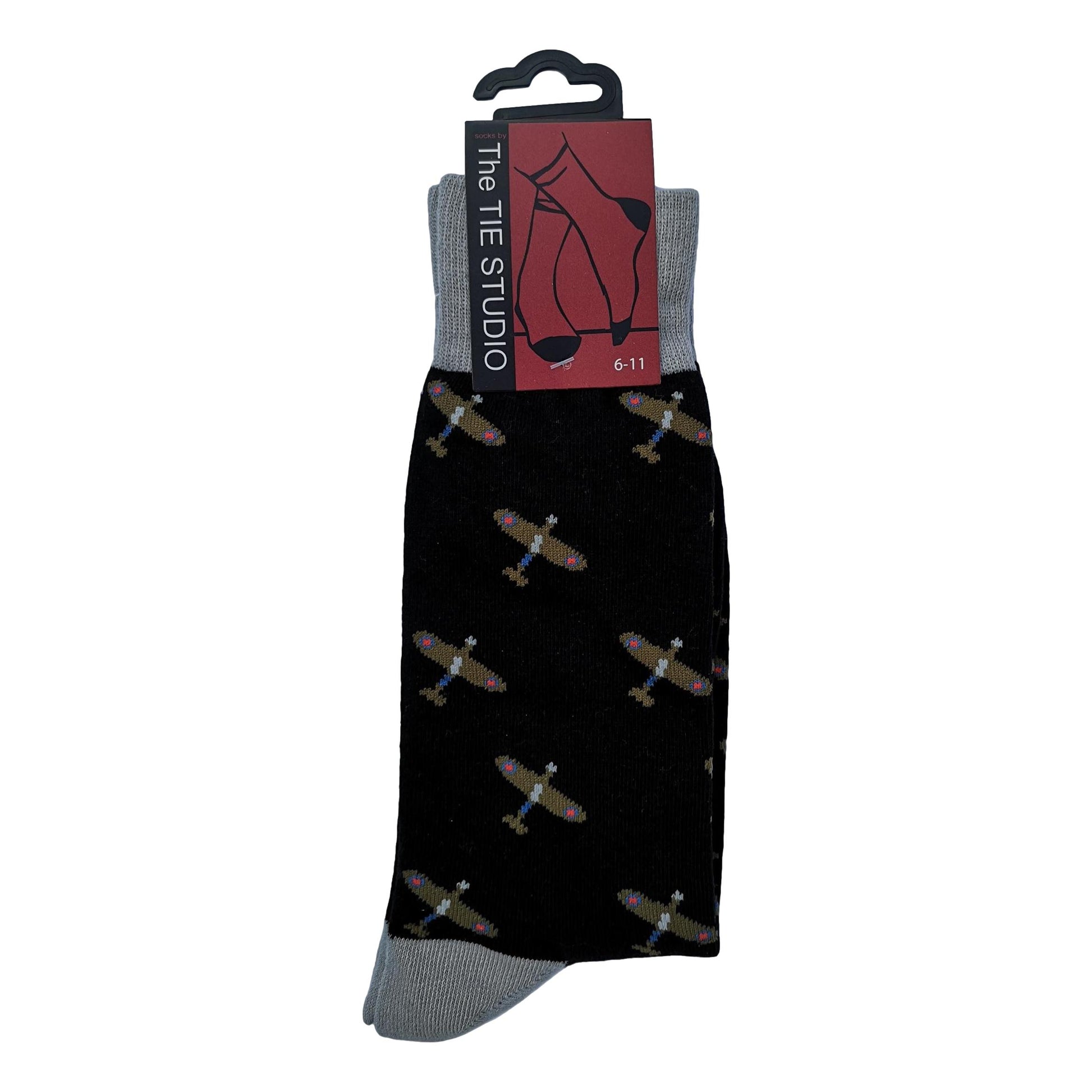 WWII Aircraft in Flight on black Unisex Novelty Ankle Socks Adult Size 6-11 image 0