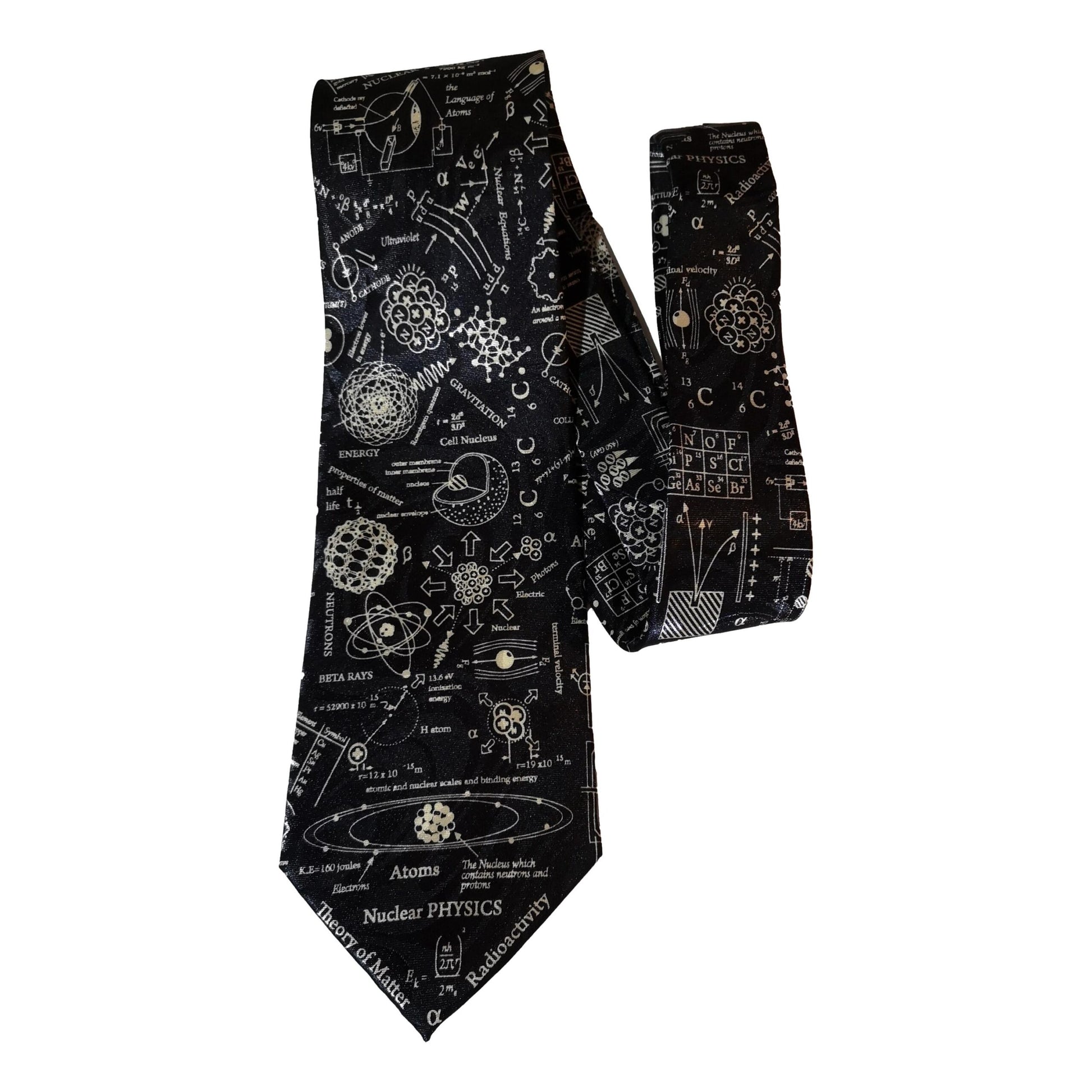 Nuclear Physics Scientist Teacher Student Polyester Tie sleeved with hook-Dark Navy image 0
