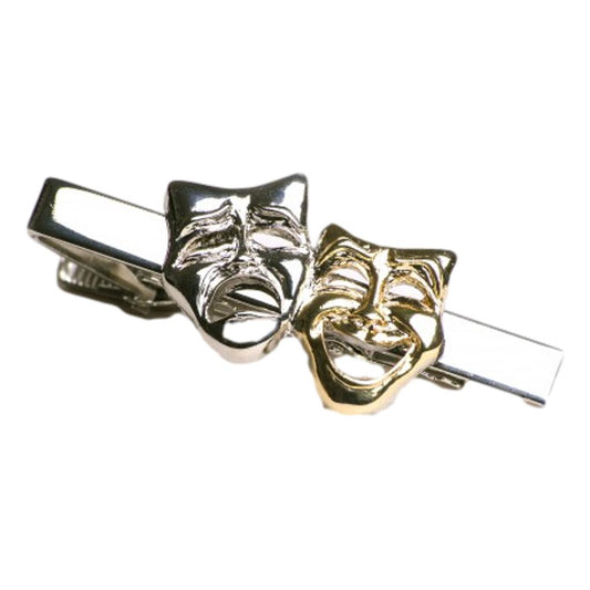 Theatre Masks Gold/Silver-plated Tie Bar/Clip/Slide image 0