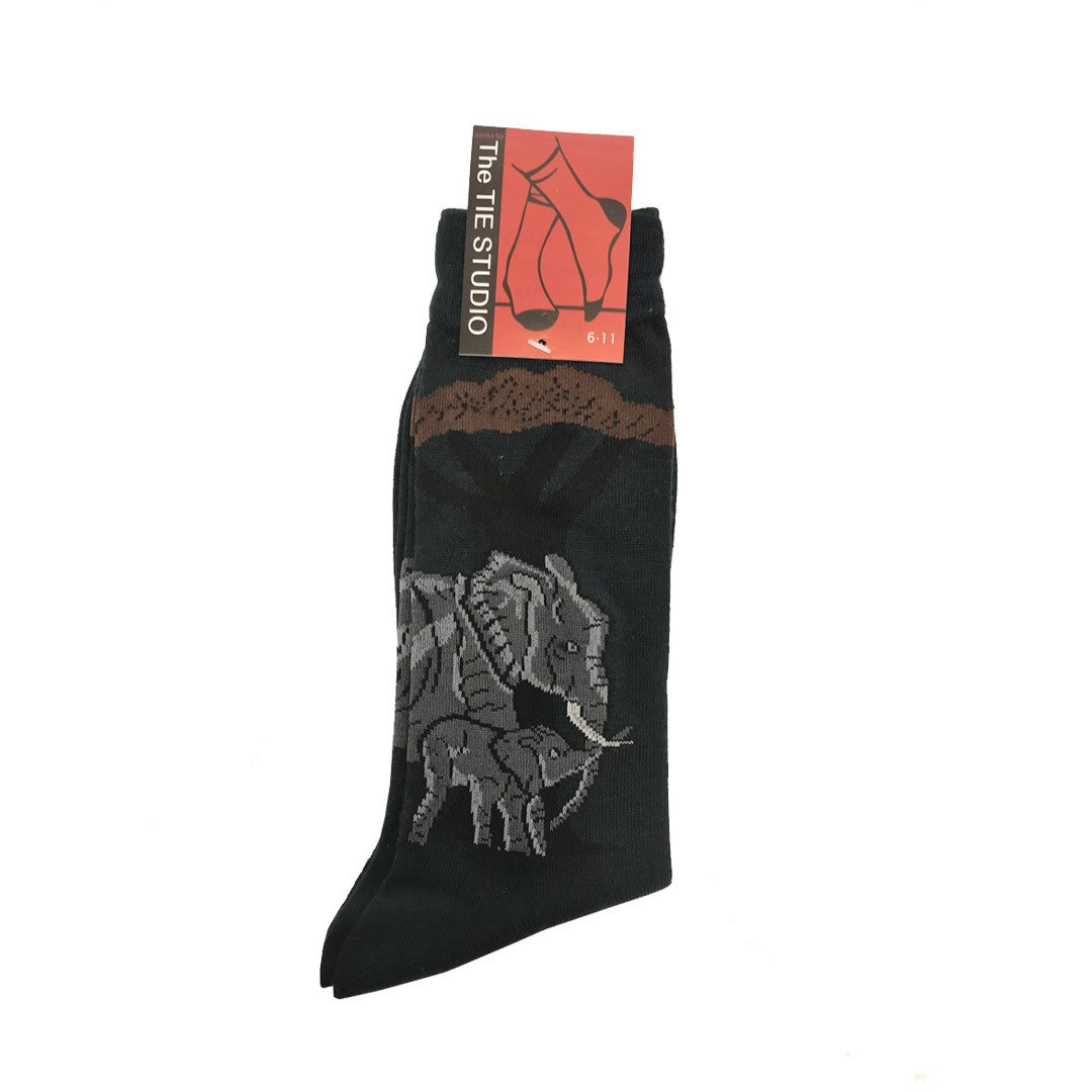 African Indian Elephants Unisex Novelty Dark Green Ankle Socks Adult Size 6-11 image 1