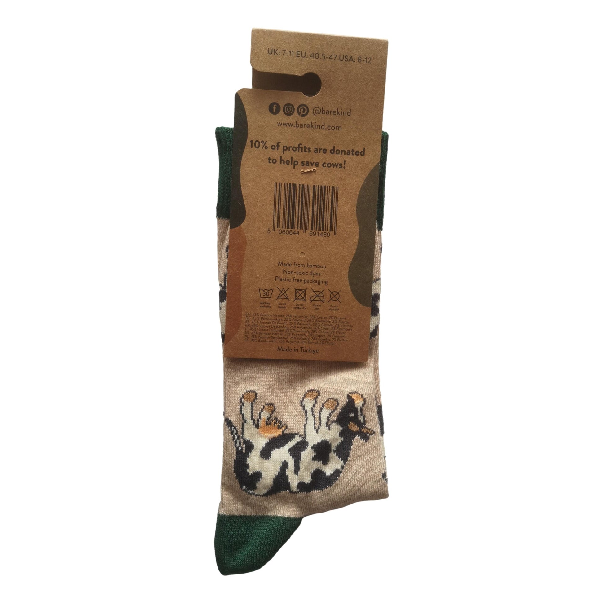 Save The Cows Beige Unisex Novelty Ankle Socks Adult One Size image 2