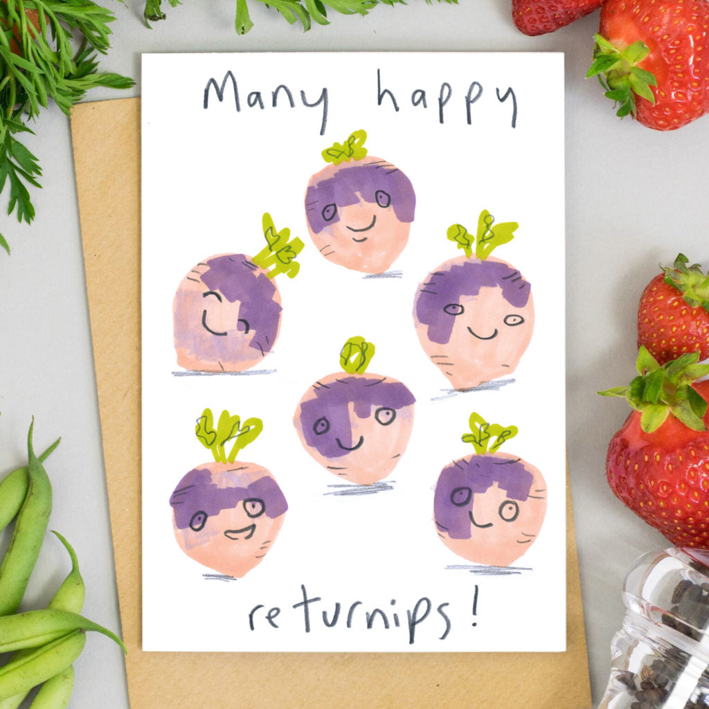 Many Happy Returnips eco-friendly humour greetings card image 1