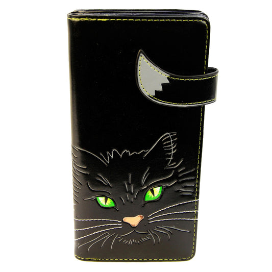 Cats Face Green Eyes And Paws Leatherette Young Ladies Zipper Purse Wallet image 0