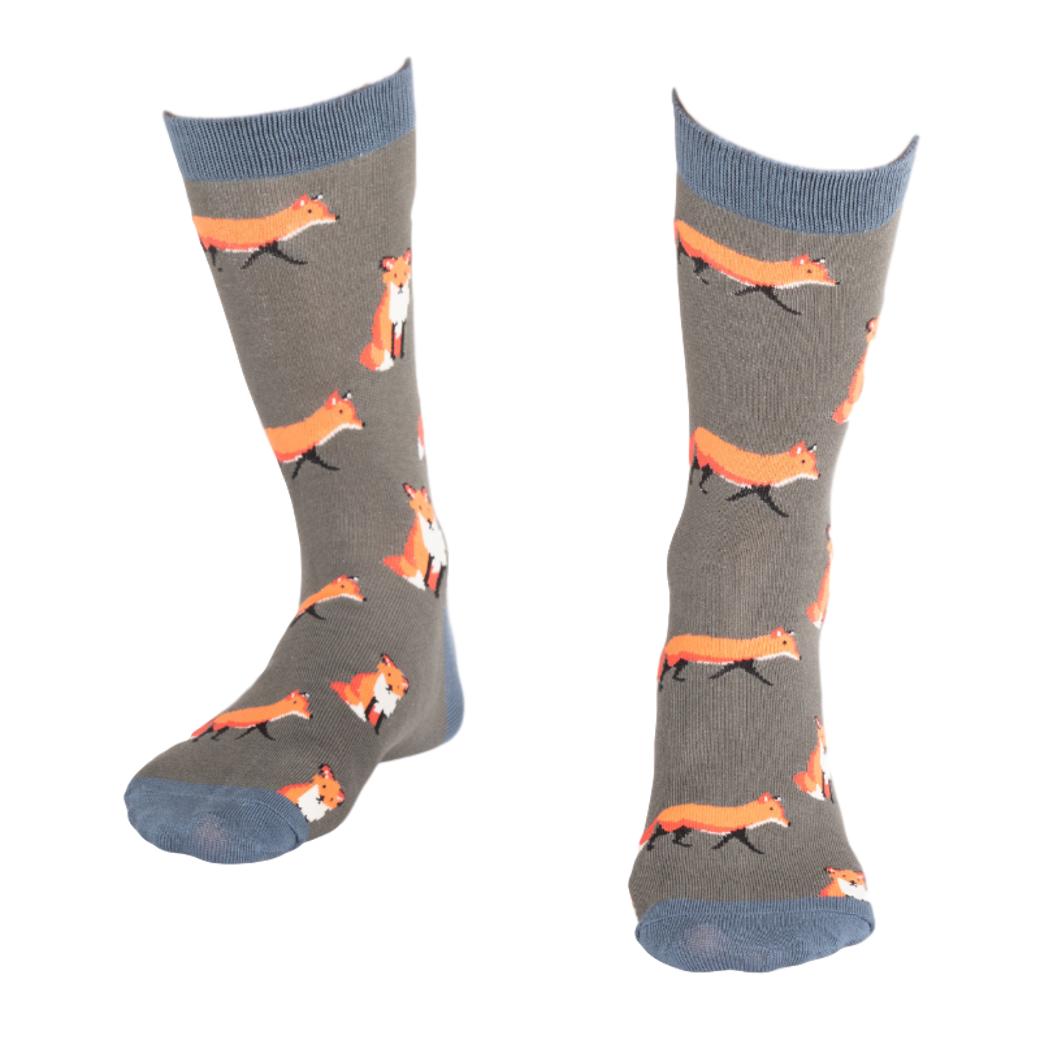 Foxes Rust Grey Mens Novelty Ankle Socks Adult One Size image 3